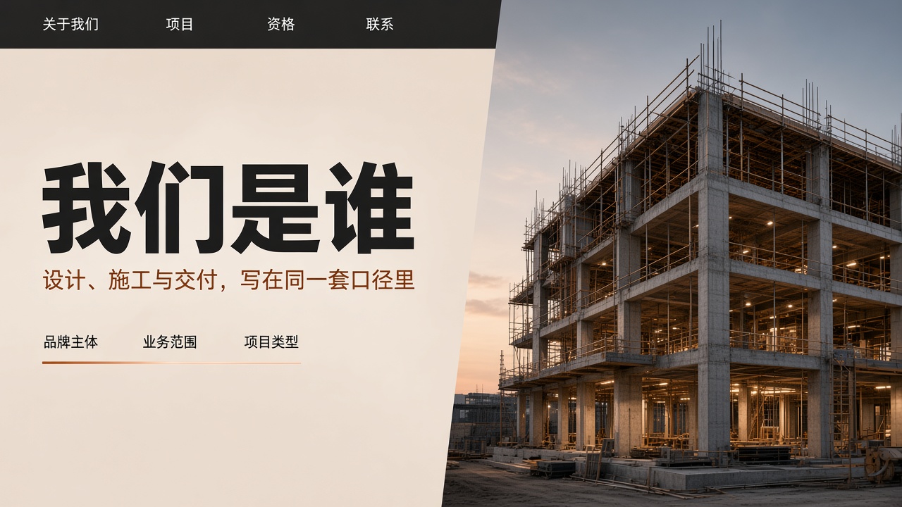建筑工程行业官网首页示意