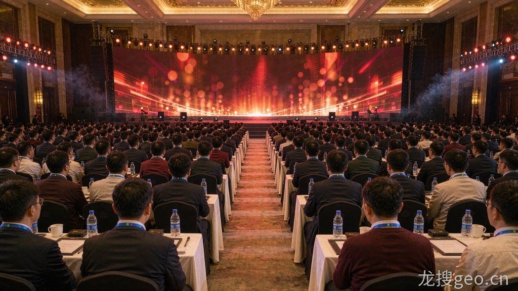 工业品牌可信GEO研讨会在北京举行，会场座席坐满、舞台大屏点亮